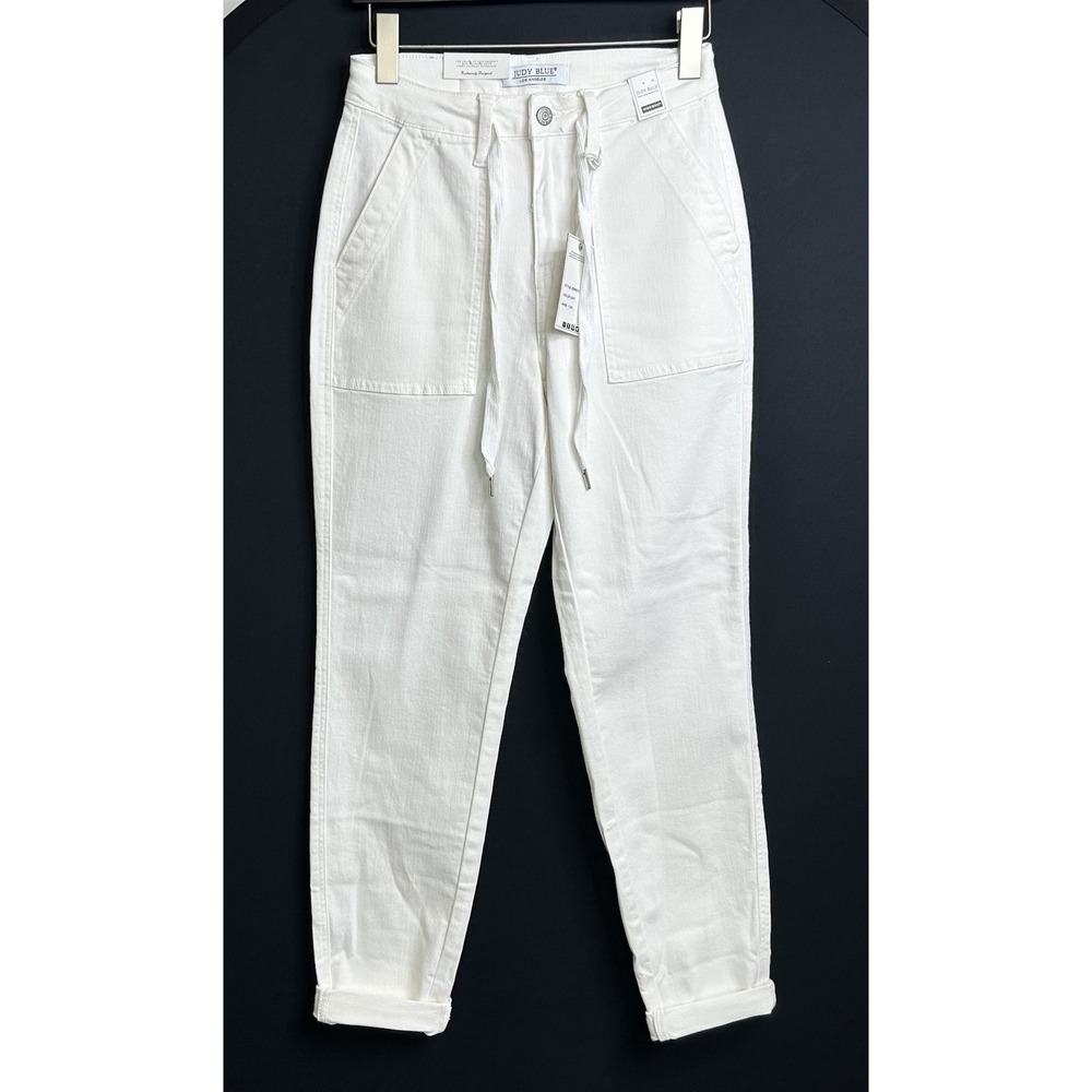 Judy Blue Millie Joggers Women's 1  / 25 White Double Cuff Tie Waist Stretch NWT